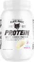 Proteína multifunción de magia negra - Whey, Casein, Enzymes, " MCTs - Pre Post Workout - Keto, Low Sugar, Gluten Free - French Vanilla - 24g Protein - 2 LB