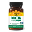 Country Life Biotin 1mg Admite el cabello saludable, la piel " uñas, 100 tabletas, galleta certificada, vegano certificado, haal certificado, no modificado