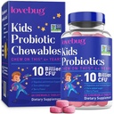 LOVEBUG Probióticos para niños – Probióticos Chewables con fibra prebiótica para la edad 4+,Daily Children's Gut Health &amp; Digestive Support Suplemento, Sugar-Free Berry Flavor, 60 Cuenta