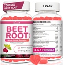 Gummies de remolacha - Nitric Oxide Beet Gummies for Circulation Support, Nitric Oxide Production - with Grape Seed, Hawthorn Berry, Hibiscus, Organic, Non-GMO, 60 Gummies