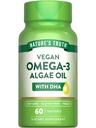 La verdad de la naturaleza Vegan Omega 3 Softgels ← 60 Conde ← Algae Oil Formula con DHA Silencioso No-GMO &amp; Gluten Suplemento Libre