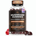 Efectiva Nutra Mushroom Gummies 2500mg - 10in1 Lion’s Mane, Reishi, Chaga, Cordyceps &amp; Más - Focus, Clarity, Memory, Immunity, Energy - Natural Raspberry Flavor, Vegan, Made in USA (90 Conde)