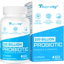 200 Billion Cfus 12 Strains Probiótico, con 3 Prebióticos Orgánicos, Probióticos para Mujeres Hombres, Suplemento diario para Immune, Gut, Salud Digestiva, Establo Stable, No GMO, 60 Caps (60-Days Supply)