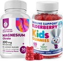 Gummies de arándano para niños y magnesio 200 mg Gummies Libre de azúcar - Sistema de inmunológico saludable Booster y soporte de salud con ancianos Extracto con cerdas de calma de magnesio para adultos y niños sin azúcar
