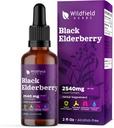 Extracto de Elderberry gotas 2000mg (Sambucus nigra) Suplemento Herbal Absorbs Better Than Capsules, 1 Mes de Suministro, 84 Servimientos, Tintura libre de alcohol - 2 Oz, Pack de 1