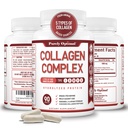 Péptidos multi colágeno puramente óptimos (Tipos I, II, III, V, X) - Pelo, Esquía y uñas, Suplemento de Salud Conjunto Digestivo, Píldoras de colágeno hidrolizado (90 cápsulas)