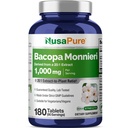 NusaPure Bacopa Leaf Monnieri Extracto 20,000 mg 180 Tabletas (Extract 20:1, Non-GMO, Gluten Free)