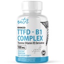 Fusiones de la naturaleza TTFD Thiamine B1 Suplemento - 100mg 60 Servings - con 8mg Magnesio - No Tortillas Tóxicas - TTFD Thiamine Tetrahydrofuryl Disulfide - Laboratorio de terceros probado - Suplementos Nutri