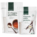 Natural Force Clean, Grass Fed Collagen Peptides + Vanilla Organic Whey Protein Bundle – Organic, Non GMO Whey Protein " Hydrolyzed Type I y III Collagen – 14.3 Ounce Bag y 11.7 Ounce Bag