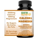 SHIFAA NUTRITION Halal Calcium Magnesium Supplement w/Vitamin D3 TEN Calcium 1,000 mg, Magnesium 500mg TEN 30 Servings, Non-GMO TEN Estructura " Bone Strength, Teeth, Cardiovascular " Muscle Support