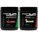 PRE JYM 30 Black Cherry &amp; Post JYM Rainbow Sherbert Post-Workout 30 Servings Muscle Recovery Drink