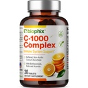 Complejo de vitamina C-1000 mg 30 Tabletas - Vegan con Citrus de Calcio Bioflavonoides Acerola Rutina - Apoyos Salud Inmunitaria