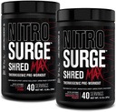 Jacked Factory Nitrosurge Shred Max Preworkout - High-Performance Thermogenic Pre Workout Powder with L Citrulline, Acetyl L Carnitine, Organic Caffeine - 80 Servings, Cherry Bomb &amp; Watermelon Peach