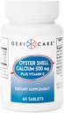 GeriCare Oyster Shell Calcio 500mg + Vitamina D, Bone Health, Suplementos Nutricionales Tablets, 60 Cuenta (Pack of 1)