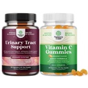 Bundle of D Mannose Capsules for Urinary Tract Health for Women Fast Acting Super Concentrated Cranberry 90ct and Chewable Vitamin C Gummies for Adults - Halal Vitamin C Immune Support Gummies