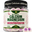 Calcio con base vegetal Gummies 600mg con vitamina D3 K2, Magnesio, Zinc for Bone Strength, Suplementos de Calcio Libre de Azúcar para Hombres (Certificado Vegan) de Algas Rojas orgánicas sostenibles - 60 Condes
