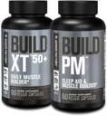 Jacked Factory Build-XT 50+ Daily Muscle Builder (90 cápsulas) " Build PM Night Time Muscle Builder " Sleep Aid (60 cápsulas) para el crecimiento muscular, vitalidad, recuperación