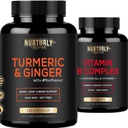 Vitamina B Complejo y Curcumina Turmérica con BioPerina > Contiene todas las vitaminas B esenciales - B1, B2, B3, B6, B7, B9, B12 y Biotina - Suplementos Turméricos de alta absorción