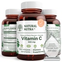 Suplemento Natural Nutra Vitamina C para niños y adultos, Booster Inmune, ayuda a apoyar la salud ósea, proteger la piel y la salud cardíaca, fuente vegetal, 500 mg, 100 Wafers Vegan
