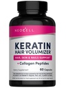 Volumizador de pelo de queratina NeoCell con colágeno, extracto de amla y vitamina C, suplemento de pelo y piel, cápsula, 60 cuenta, 1 botella