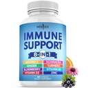 NEW AGE 8 in 1 Immune Support Booster Supplement with Echinacea, Vitamina C and Zinc 50mg, Vitamina D 5000 UI, Turmeric Curcumin &amp; Ginger, B6, Elderberry 60 Conde (Pack of 1)