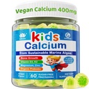 Los niños Calcio Gummies + Vitamina D3 K2, Magnesio, Zinc, Absorción Extra Algae Suplemento Calcio Para los niños Gentle to Stomach, Bone, Tientes, Muscle, Cerebro, Azúcar Niños Libres Chewable Vitaminas 4+, 60 Condes