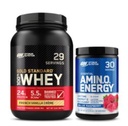 Optimum Nutrition Dynamic Duo Bundle: Amino Energy, Blue Raspberry (30 Servings) y Gold Standard 100% Whey Protein Powder, French Vanilla Creme (29 Servings)