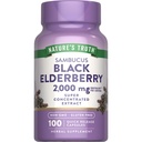 La verdad de la naturaleza Capsules de arándano Negro Silenciosos 100 Conde Ø Super Concentrado Sambucus Extracto ← No GMO y Gluten Suplemento Libre