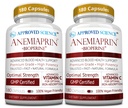 Anemiaprin de ciencias aprobadas - Hierro Absorbable, Vitamina C - Gentle On Stomach - 380 cápsulas - 6 meses de suministro - No GMO, Vegan