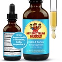 My Spectrum Heroes Calm & Focus Supplement Drops - Brain Support with L-theanine, GABA, Huperzine A - Enhance Focus for Kids or Adults - Boost Concentration for Kids &amp; Teens - 2.02 FL oz. (60 ml)