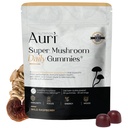 Auri Super Mushroom Daily Gummies - All-in-One Daily Mushroom Suplemento Gummy - 12 Mushroom Blend con Chaga, Lions Mane, Reishi, Cordyceps - 60 Gummies