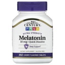 Melatonina de fuerza extra del siglo 21, Dissolve rápido, cereza, 10 mg, 360 tabletas