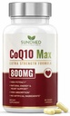 CoQ10 Powerful Antioxidant Supplement - Extra Strong Formula 800mg, 60 cápsulas, 1-Mes de suministro con Coenzyme Q10 Vitaminas y Suplementos