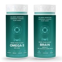 Iwi Omega-3 &amp; Brain Omega-3 Bundle, 30 Servings, Vegan Plant-Based Algae Omega 3 con EPA + DHA, Krill & Fish Oil Alternative, No Fishy Aftertaste