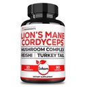 Satoomi 10in1 Cordyceps Mushroom Supplement - Blended with Lions Mane, Turkey Tail Mushroom, Reishi Mushroom &amp; Others - 90 Capsules for 90 Serving Supply