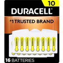 Ayuda de Audición de Duracell Batteries Amarillo Tamaño 10, 16 Conde Pack, 10A Tamaño Ayuda de Audición Batería con potencia duradera, Extra-Long EasyTab Instala para dispositivos de ayuda de Audición