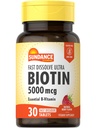 Sundance Fast Dissolve Biotin 5000mcg ← 30 Tablets ← Essential B-Vitamin ← Natural Berry Flavor  Vegetarian, Non-GMO, and Gluten Free Supplement