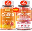 NEVISS 2Pack CoQ10-250mg Mangas llenas + 2Pack Vitamin ADK con B12 Gummies