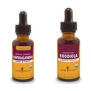 Herb Pharm Ashwagandha & Rhodiola Extracts for Energy, Vitality, Endurance &amp; Stamina, Alcohol-Free Glycerite & Organic Cane Alcohol, 1 Oz Cada uno