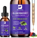 Elderberry Syrup Black Elderberry Drops with Quercetin, Panax Ginseng, Vitamina C y Zinc, Sambucus Elderberry Syrup Liquid, Vegan, Non-GMO & Gluten Free