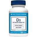 La vitamina Shoppe Vitamina D3 5000IU Softgel, apoya la salud ósea &amp; inmunológica, ayudas en el crecimiento celular " absorción de calcio, sin gluten " una vez fórmula diaria (120 tabletas)