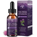 (2 Pack) Milk Thistle Liquid Drops Silymarin 1000mg, Liver Supplement Detox &amp; Cleanse with Dandelion & Artichoke, Milk Thistle Organic Extract for Support Repair Liver Health, Vegan, Non-GMO, 1 Fl Oz