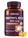 Vitamina B12 Sublingual, Methylcobalamin 5000mcg para la producción de energía, energía, Nerve & Cell Support, Natural Peach Flavor, Vegan, Zero Sugar, 90 Fast Dissolve Tablets