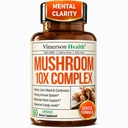 Potent Mushroom Complex with Turkey Tail, Lions Mane Extract, Shiitake Mushrooms, Reishi, Cordyceps, Maitake, Chaga &amp; Más – 10-in-1 Mushroom Supplement for Mental Clarity, Natural Energy & Focus