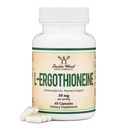 Suplemento de Ergothioneina (EGT) 30 mg de L-Ergotioneina pura, de base vegetal por cápsula, 60 Conde (May Support Longevity and Healthy Aging) No GMO, Gluten Free, Vegan Safe by Double Wood