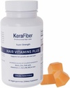 KeraFiber Professional Hair Vitamins Plus Gummies - Biotin Hair Growth Supplements - Vegan Hair Vitamins with Zinc, Vitamins A, C, D, E, B6, B12 - Supports Hair Growth, Skin & Nails - 60 Condes