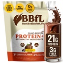 BBfL Plant-Based Protein Shake – 21g Vegan Protein, Cocoa + Apple Sider Vinegar, Prebiotics, Digestive Enzymes, Supports Gut Health – All-in-One Shake for Women &amp; Men (15 Servings, Cocoa Cream)