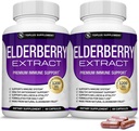Elderberry orgánico cápsulas con Sambucus Extract - Fruta de Elderberry pura para el soporte inmunológico, la salud de la piel &amp; potente antioxidante, inmunidad superior para hombres &amp; mujeres, 60 cápsulas vegetales, no GMO &amp; No azúcar