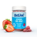 BeLive Vitamina D3 Gummies con vitaminas B12 - 60 Ct I I Immune Support Gummies with Vegan Vitamin B12 & D3, Proporciona Bono mejorado y fuerza muscular, salud cardíaca y energía - sabor a fresa