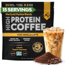 MariGold High Protein Coffee - Iced Vanilla Latte, 20g Grass-Fed Whey Protein Isolate, Energy &amp; Workout Boost, 2 Shots Organic Espresso, Non-GMO, 1 Net Carb, 1 Lb Bag, 15 Servings